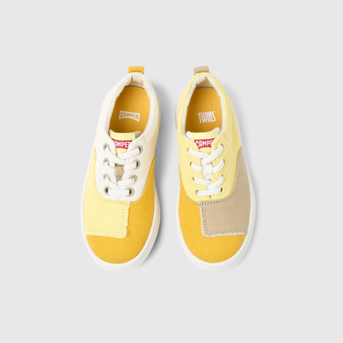 Image of Overhead view of Twins Multicolored textile sneakers for kids