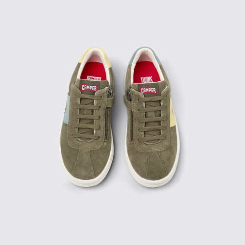 Image of Overhead view of Twins Multicolor Nubuck and Leather Sneaker for Kids.