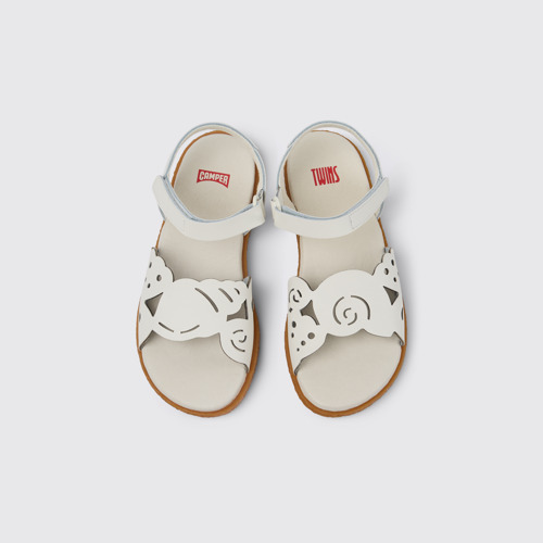 Overhead view of Twins White Leather Sandal