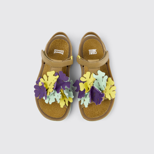 Image of Overhead view of Twins Multicolored Leather Sandal