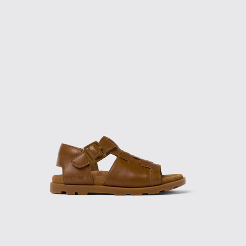 Image of Side view of Brutus Sandal Brown Leather Sandal