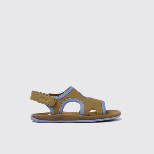 Image of Side view of Bicho Brown Leather 2-Strap Sandal