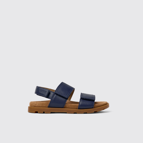 Image of Brutus Sandal Blaue Ledersandalen mit Doppelriemen