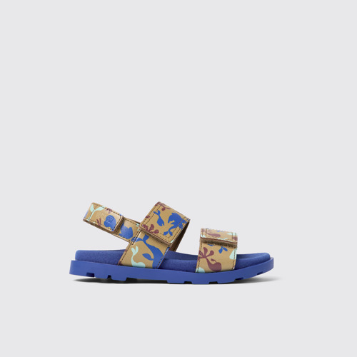 Side view of Brutus Sandal Multicolored Leather 2-Strap Sandal