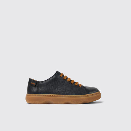 Image of Side view of Kiddo Black leather shoes for kids