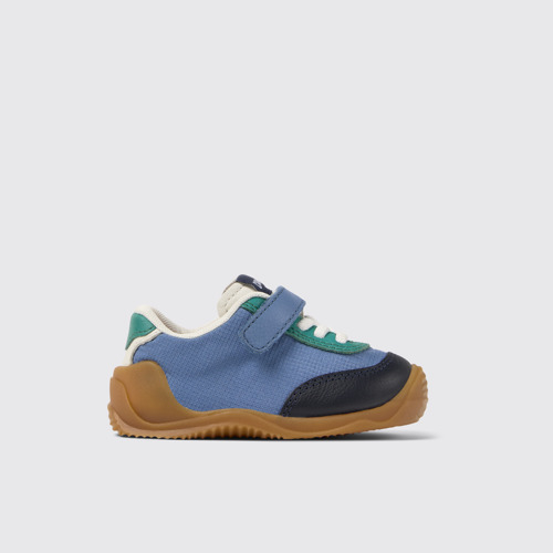 Image of Side view of Dadda Multicolor Textile and Leather Sneakers for Kids.