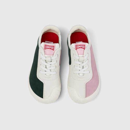 Overhead view of Twins Multicolor Nubuck and Leather Sneakers for Children.