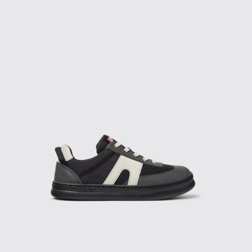 Side view of Runner Multicolor Textile and Leather Sneakers for Kids.