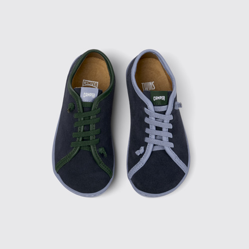 Overhead view of Twins Multicolor Nubuck and Leather Shoes for Children.