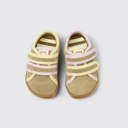 Overhead view of Twins Multicolor Suede and Leather Sneakers for kids.