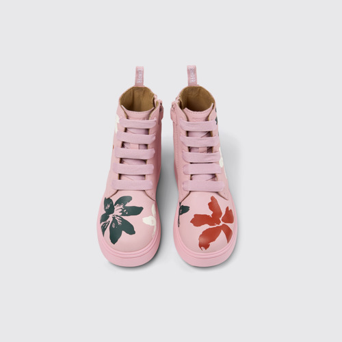 Overhead view of Twins Multicolor Leather Ankle Boots for Kids.