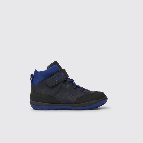 Image of Side view of Peu Pista Black and blue ankle boots
