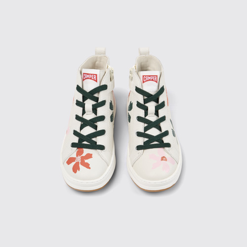 Overhead view of Twins Multicolor Leather Sneaker Booties for Kids.