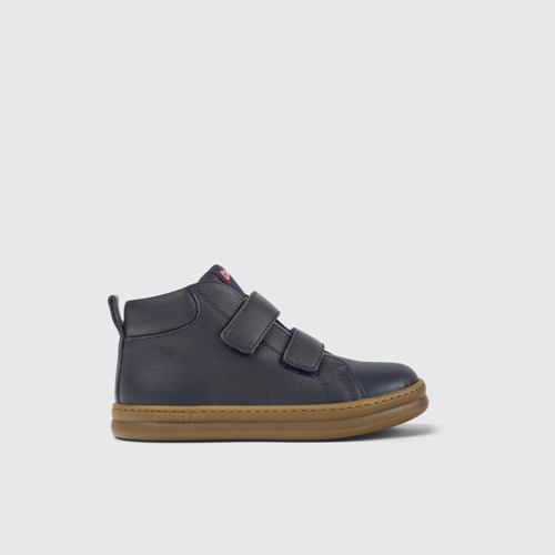 Runner Marineblaue Kinderstiefelette aus Leder und Textil