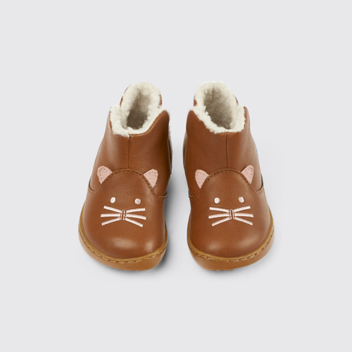 Image of Overhead view of Twins Brown leather and nubuck boots