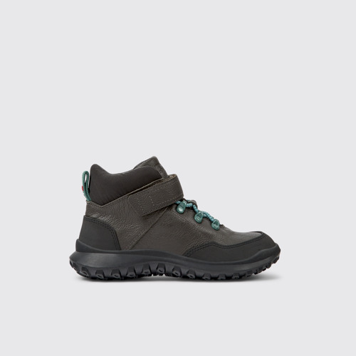 Image of Side view of CRCLR Grey leather and textile ankle boots