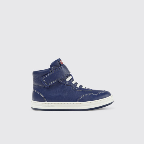 Image of Side view of Runner Blue leather sneakers