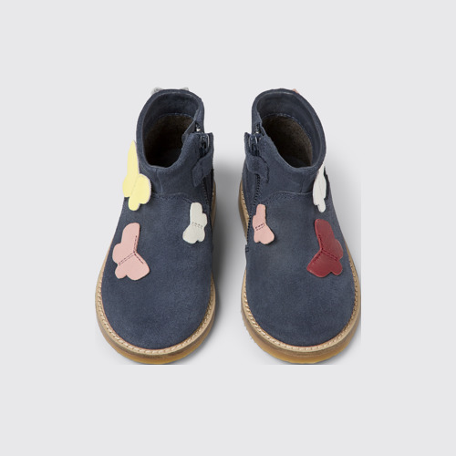 Image of Overhead view of Twins Multi-colored nubuck and leather boots