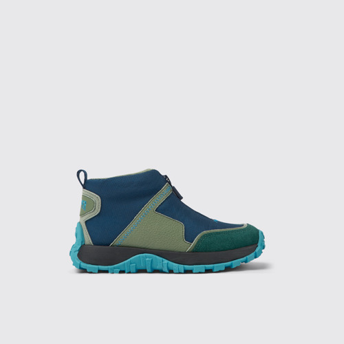 Image of Side view of Drift Trail Multicolored textile and leather sneakers for kids