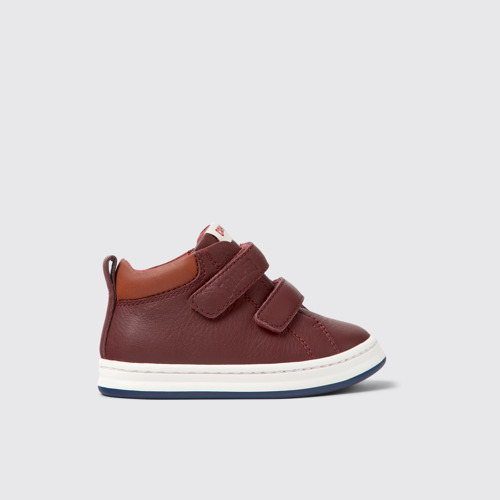 Side view of Runner Burgundy leather sneakers for kids
