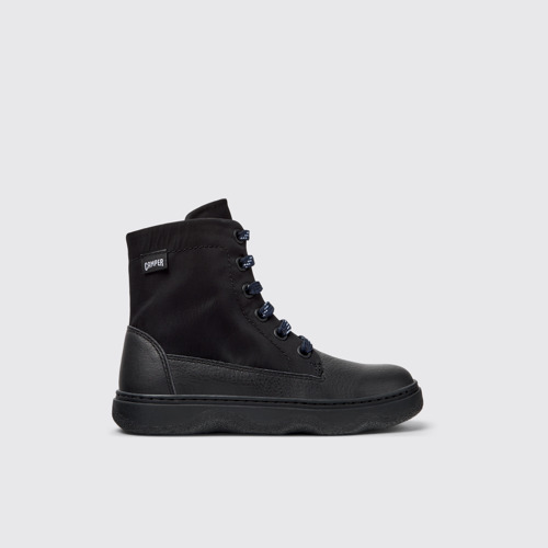 Kiddo Bottines noires en tissu et cuir pour enfant.