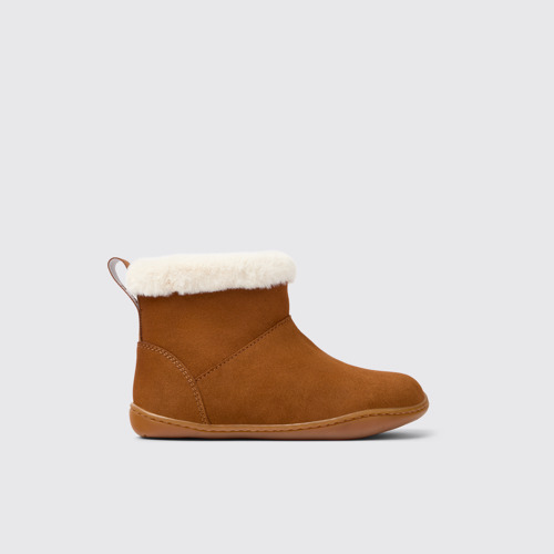 Image of Peu Bottes en nubuck marron pour enfant