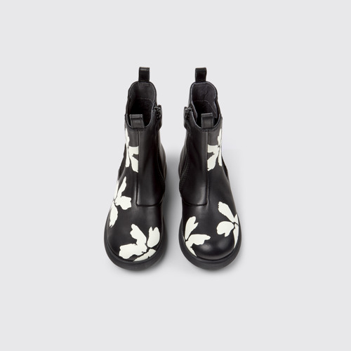 Overhead view of Twins Multicolor Leather Mid Boots for Kids.