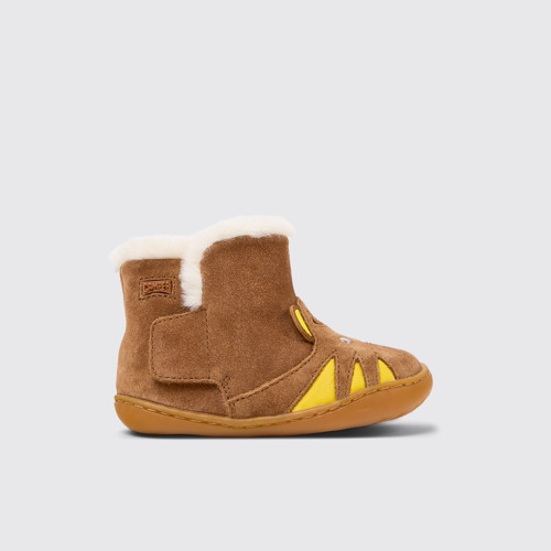 Side view of Peu Multicolor Nubuck and Leather Ankle Boots for Kids.