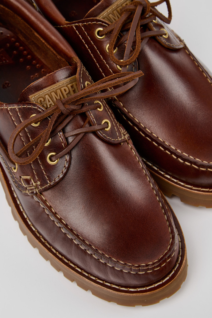 Close-up view of Nautico Brown boat shoe for men
