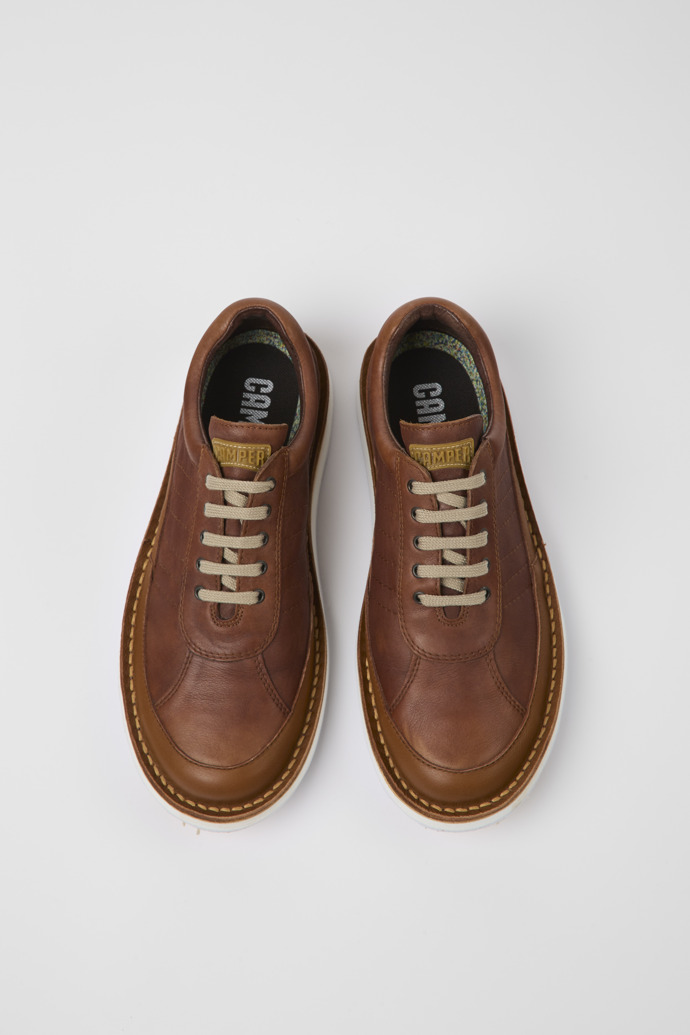 Overhead view of ReCrafted Brown leather shoes for men