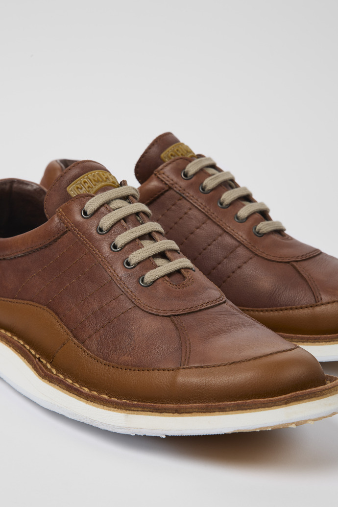 Close-up view of ReCrafted Brown leather shoes for men