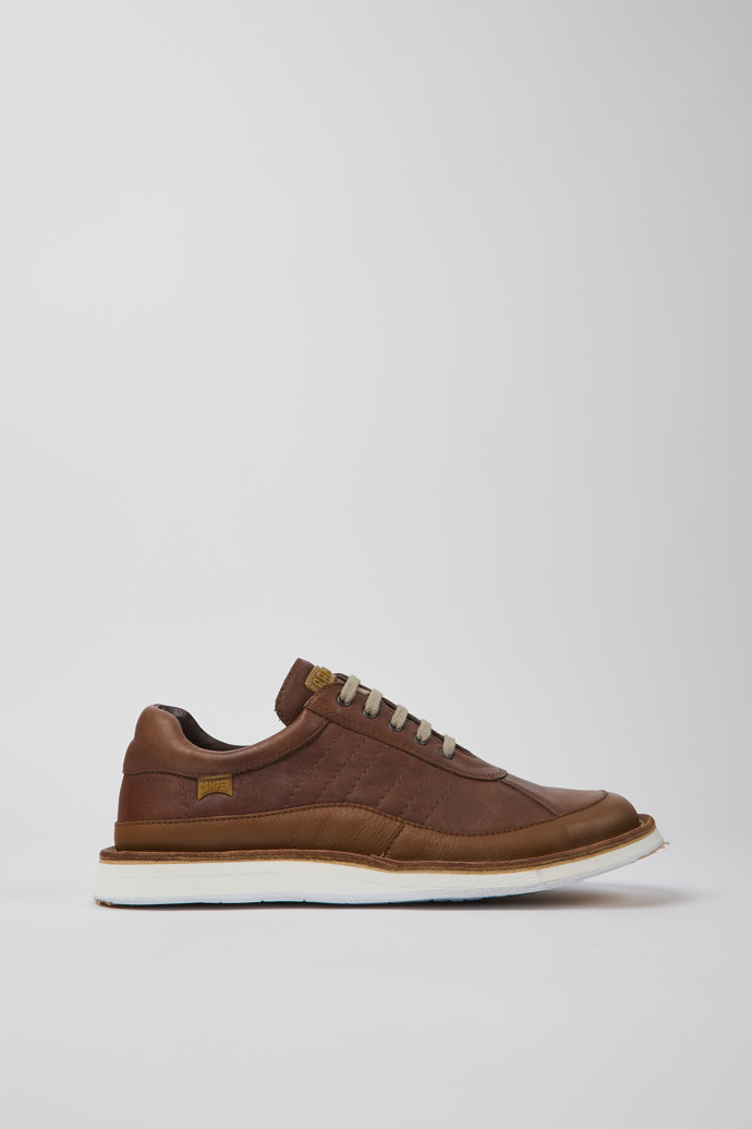 Side view of ReCrafted Brown leather shoes for men