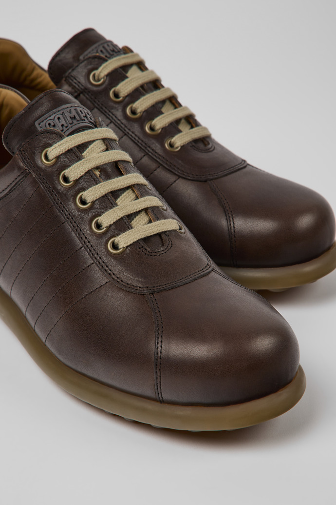 Close-up view of Pelotas Iconic brown shoe for men