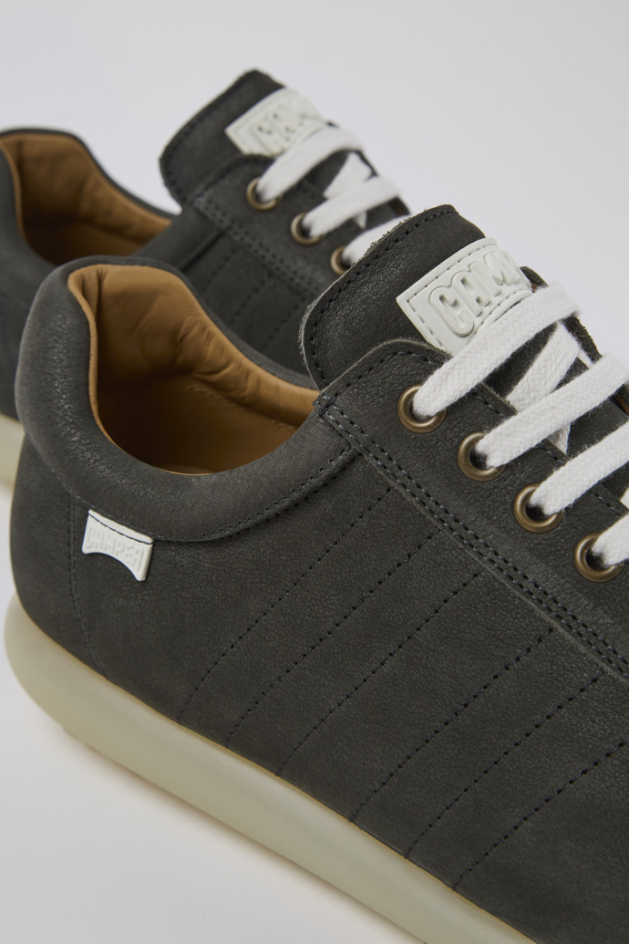 Close-up view of Pelotas Gray Nubuck Oxford Sneaker for Men