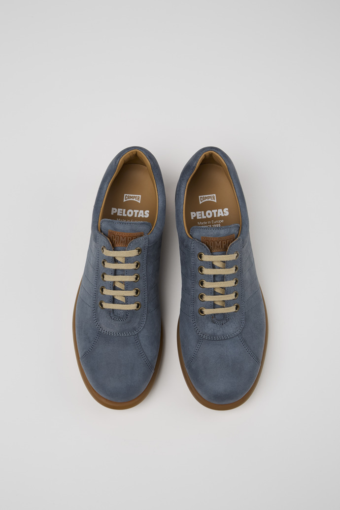 Pelotas Niebieskie sneakersy męskie typu Oxford z nubuku