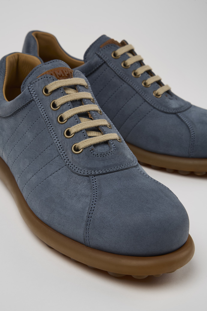 Close-up view of Pelotas Blue Nubuck Oxford Sneaker for Men