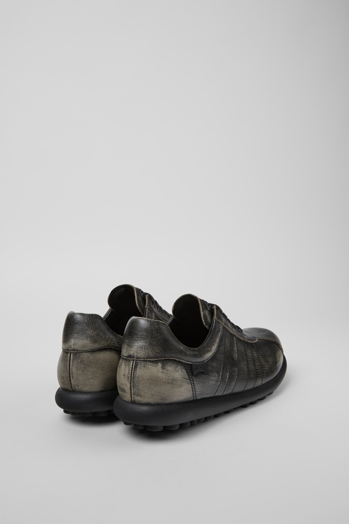 Back view of Pelotas Gray leather shoes for men