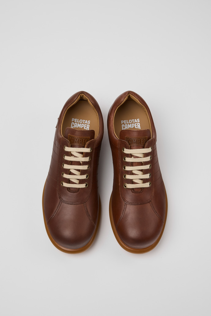 Overhead view of Pelotas Brown Nubuck Shoes for Men.