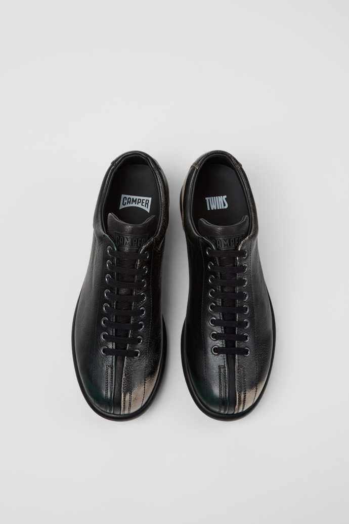 Overhead view of Twins Multicolor Leather Shoes for Men.