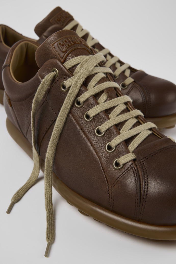 Close-up view of Pelotas Light brown vegetable tanned leather shoes