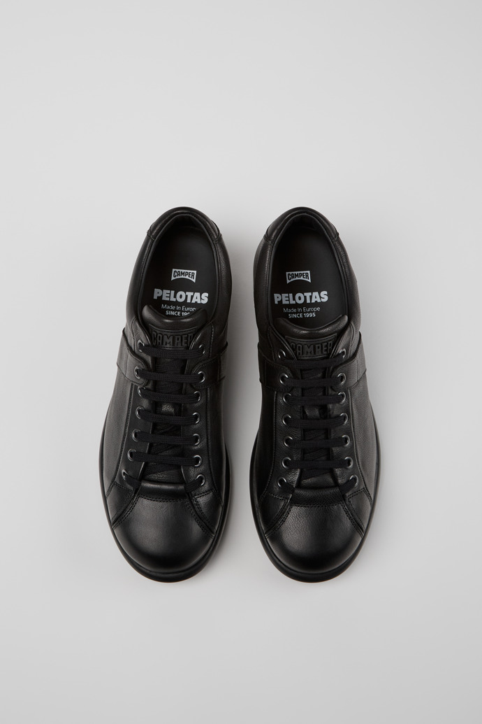 Overhead view of Pelotas Black leather shoes