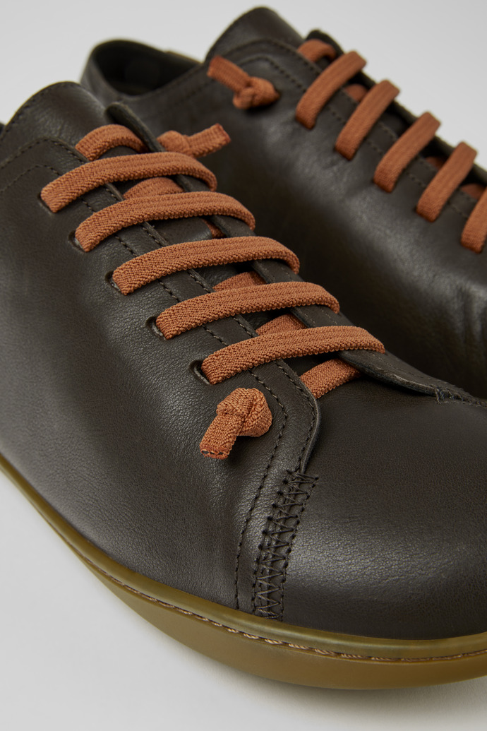 Close-up view of Peu Brown leather shoes for men