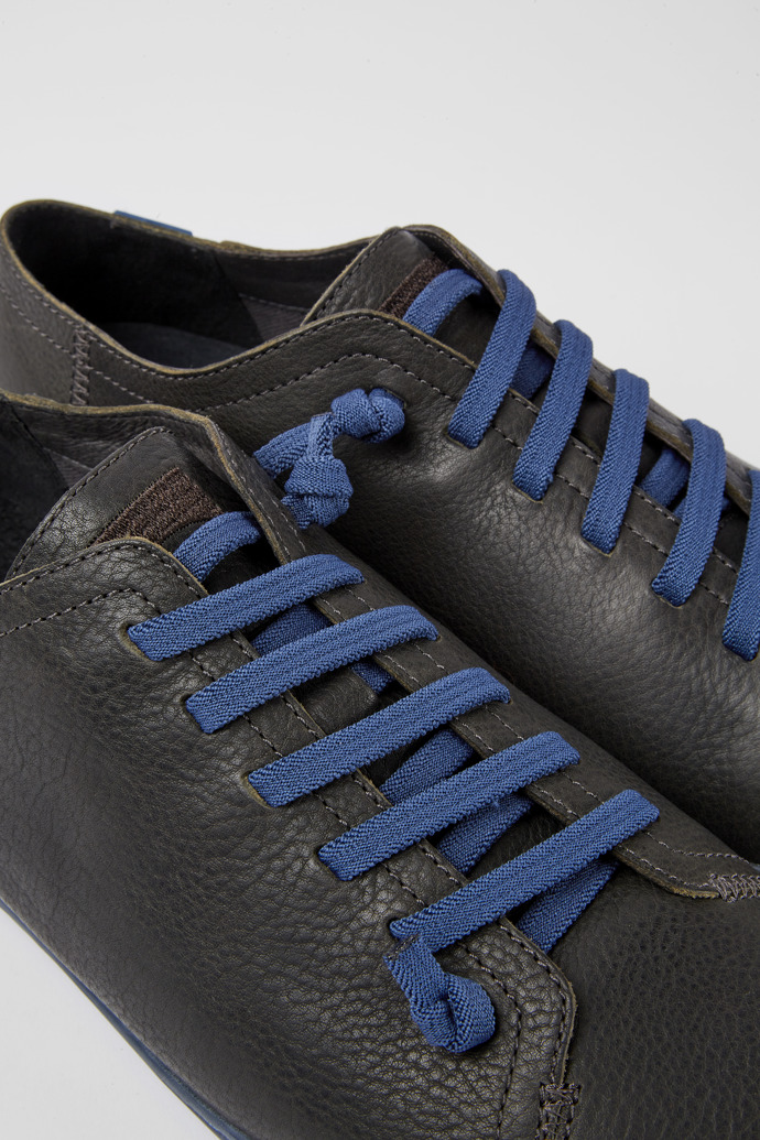Close-up view of Peu Dark grey leather shoes