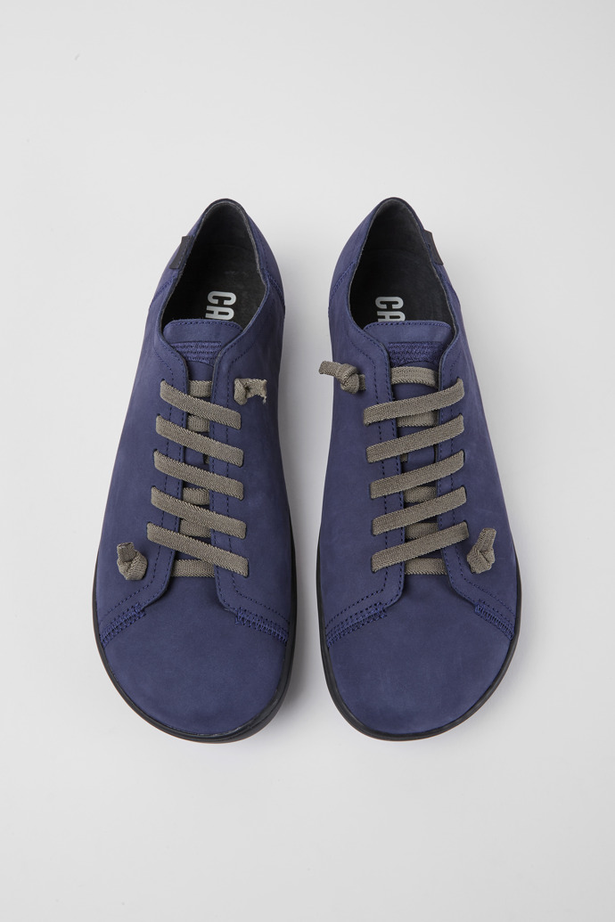 Overhead view of Peu Blue nubuck shoes for men