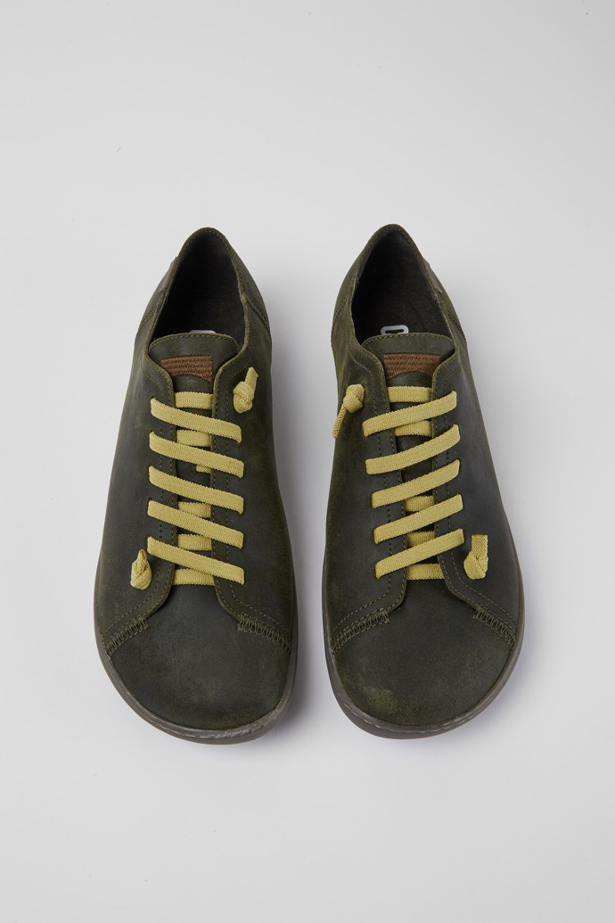 Overhead view of Peu Green leather shoes for men