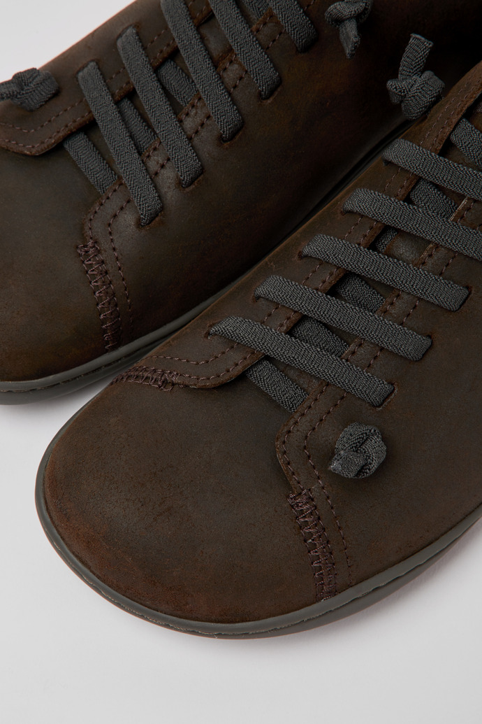 Close-up view of Peu Dark grey leather shoes for men