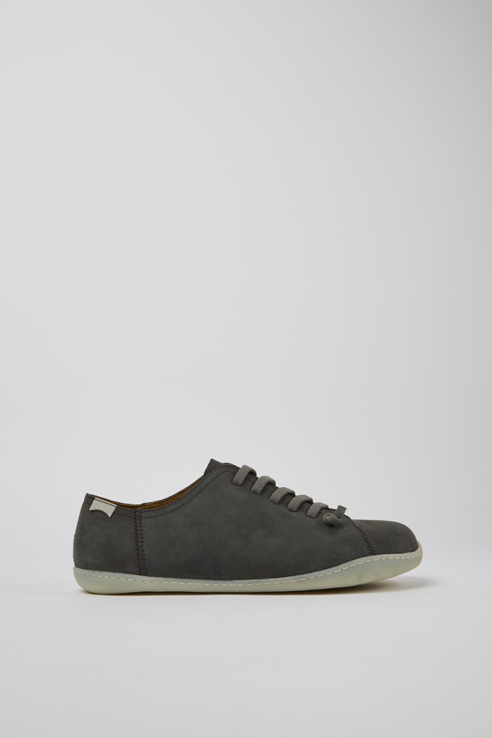 Side view of Peu Grey nubuck shoes for men