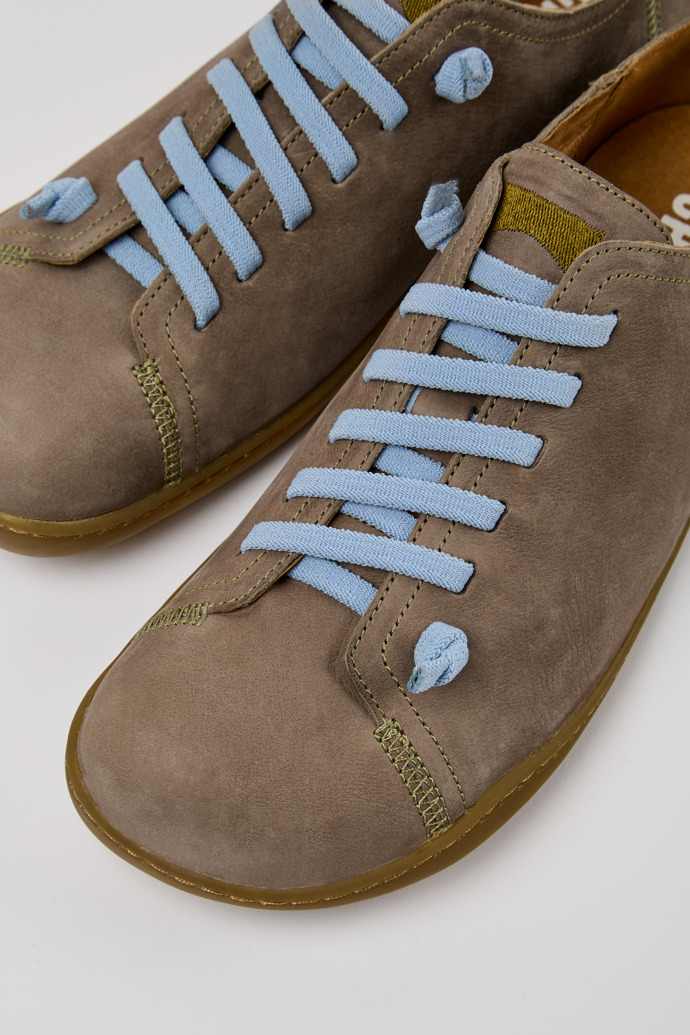 Close-up view of Peu Green nubuck shoes for men
