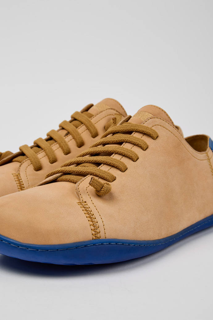 Close-up view of Peu Brown nubuck shoes for men