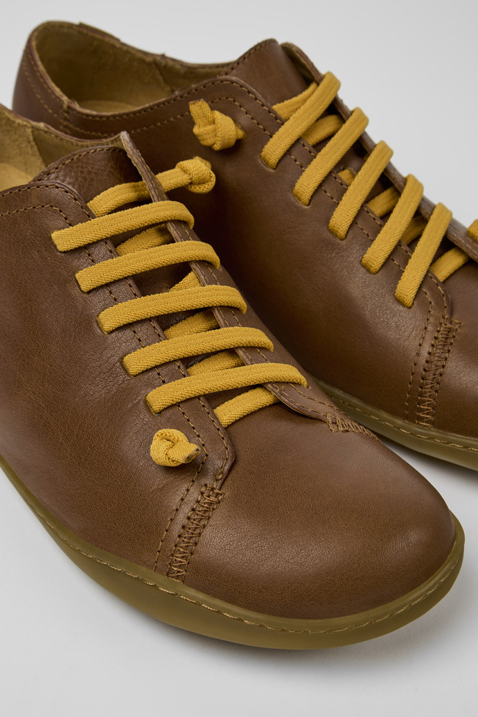 Close-up view of Peu Brown leather shoes for men